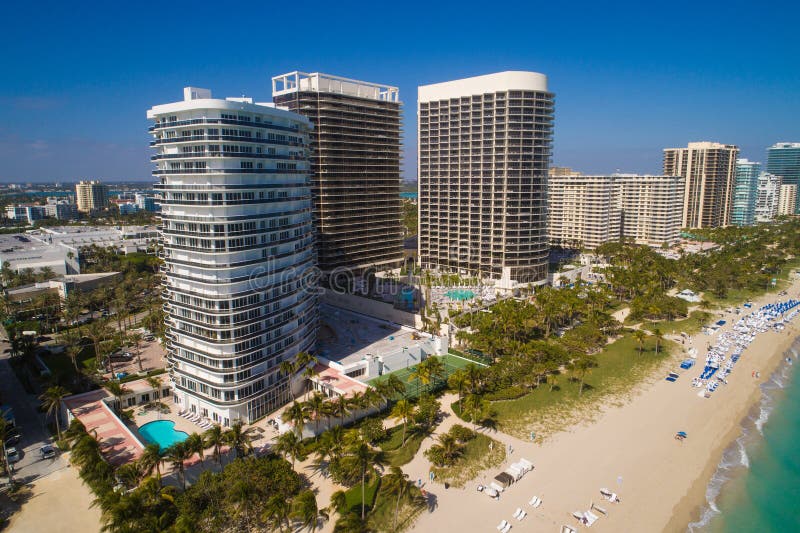 Aerial image of beachfront condominiums in Bal Harbour Florida