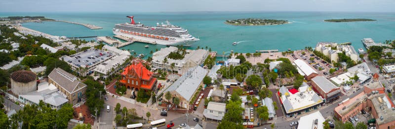Aerial image of Mallory Square Key West FL stock photo.