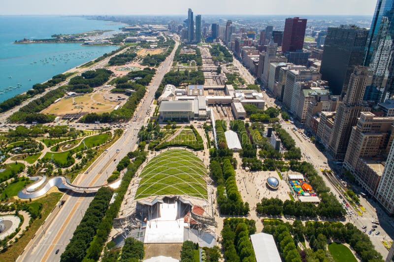 Aerial Image of Millennium Park Downtown Chicago Editorial Stock Photo