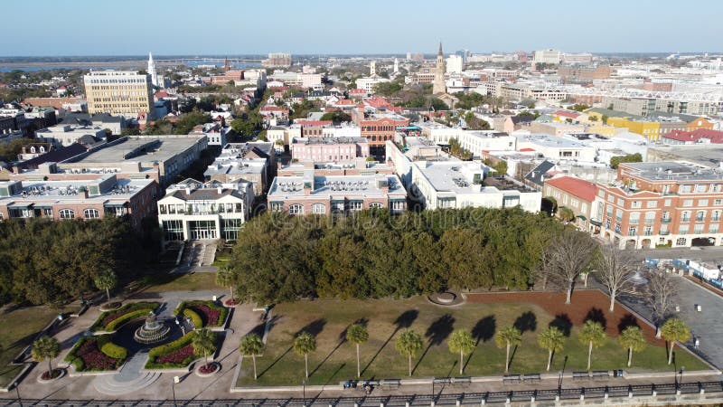 Aerial Image of Pineapple Fountain, Charleston, SC