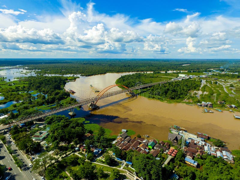 Aerial landscape of The Bridge of Kahayan and It\ s Landscape