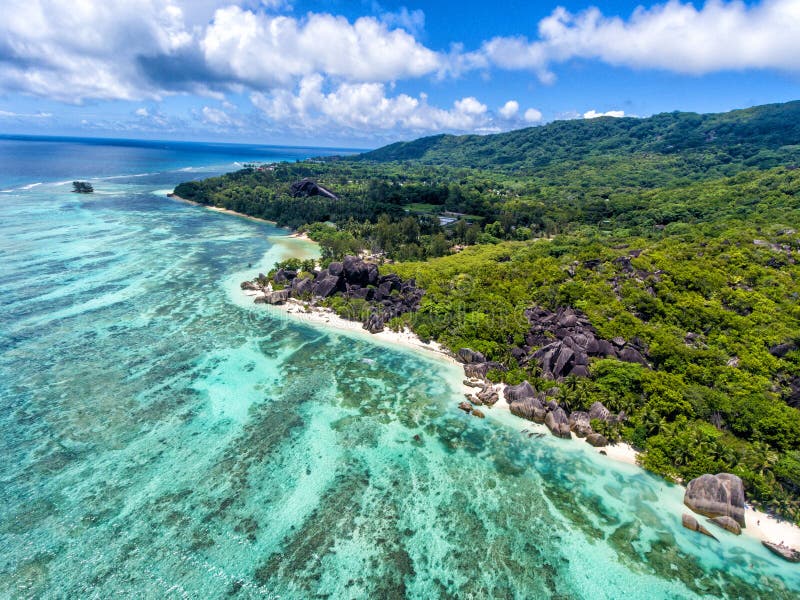 Aerial Landscape of La Digue, Seychelles Islands Stock Photo - Image of ...