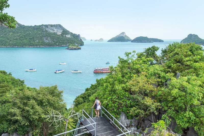 Aerial landscape view from Mae Koh island view point at Mu Ko Ang Thong island National Park, Thailand stock image Aerial landscape view from Mae Koh island view point at Mu Ko Ang Thong island National Park, Thailand stock image
