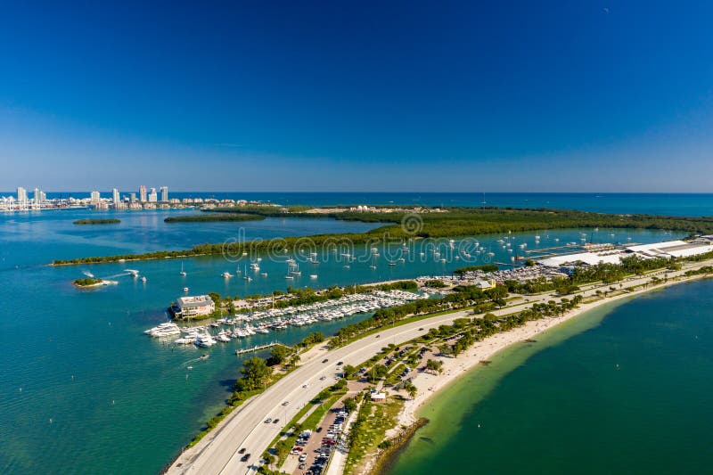 Aerial Miami Florida International Boat Show Stock Image Image of