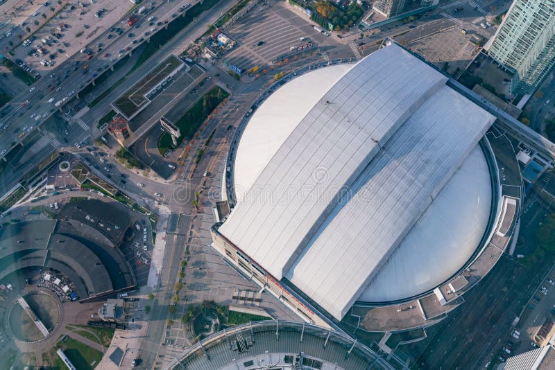 Aerial morning view of the Toronto downtown and Rogers Centre