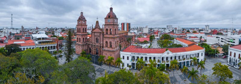 Aerial panorama of the center of city of Santa Cruz de la Sierra