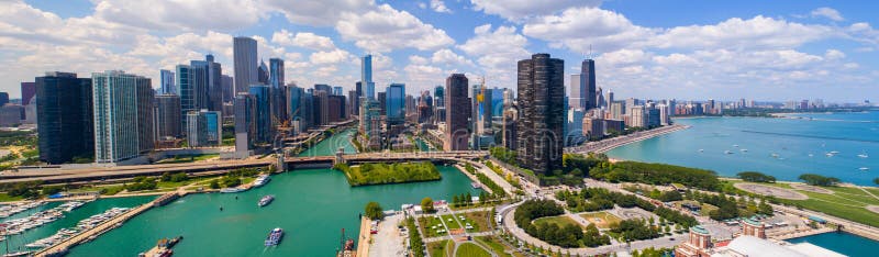 Aerial panorama Downtown Dhicago summer 2017 stock photography Aerial panorama Downtown Dhicago summer 2017 stock photography