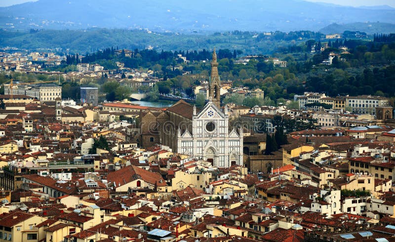Aerial Panorama of Florence Old Town from the Top of Florence Cathedral ...