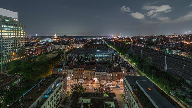 Aerial panorama of Laeken νυκτερινή χρονική περίοδος Βρυξέλλες Πρωτεύουσα Βέλγιο στοκ φωτογραφίες με δικαίωμα ελεύθερης χρήσης