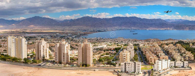 Aerial Panoramic View on Israel and Aqaba Jordan Stock Photo Image of city, israel: 107111984