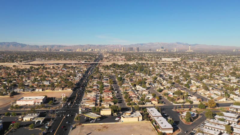 Aerial perspective over downtown Las Vegas
