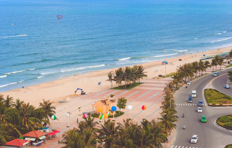 Aerial Photo of Beach Beside Road royalty free stock photography Aerial Photo of Beach Beside Road royalty free stock photography