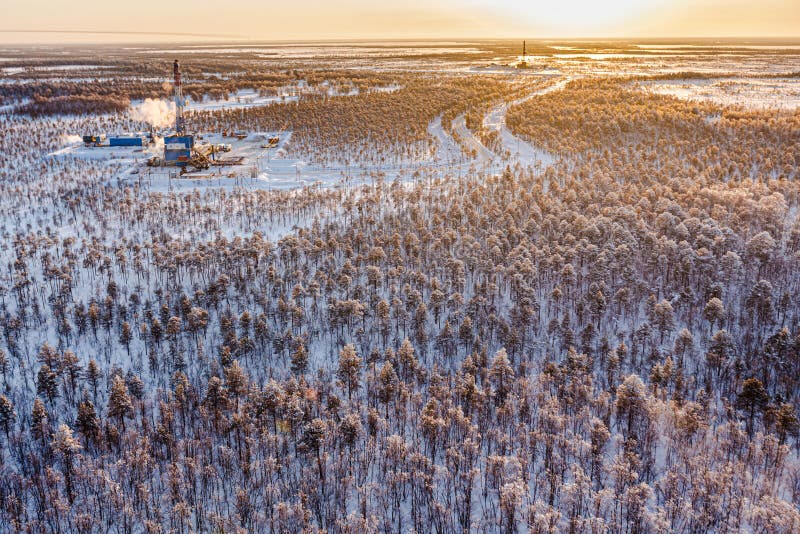 Aerial photo of Drilling Rig stock photography