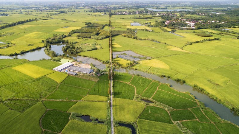 Aerial photo of the beautiful countryside of south China in autumn