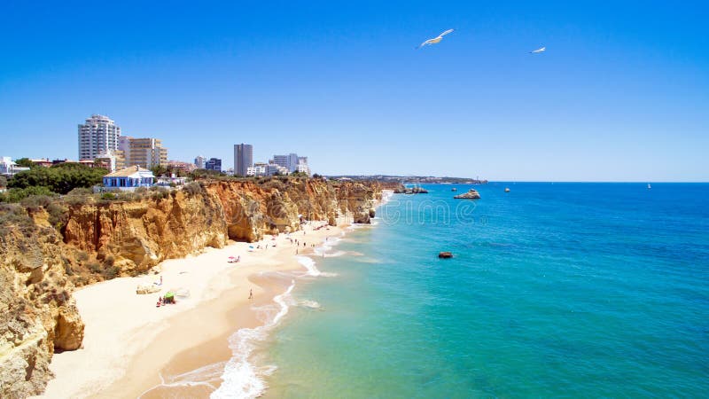 Aerial from Praia da Rocha in the Algarve Portugal