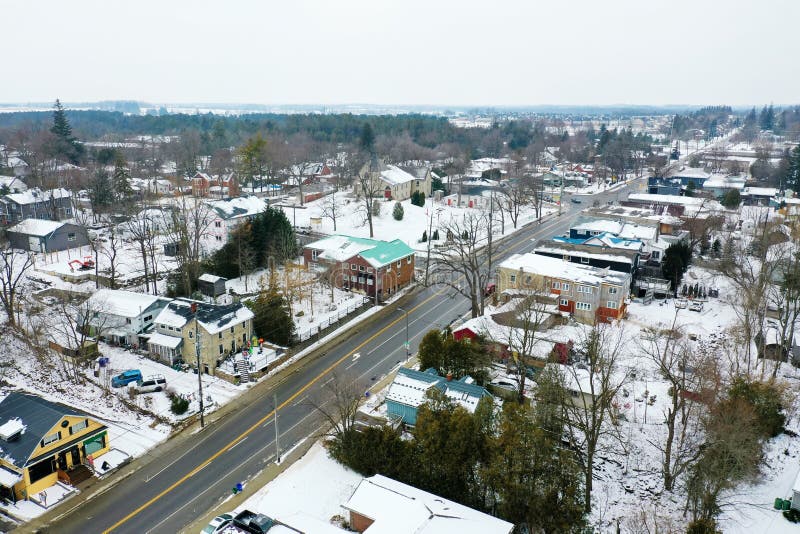 Aerial of Rockwood, Ontario, Canada in Winter Stock Image Image of