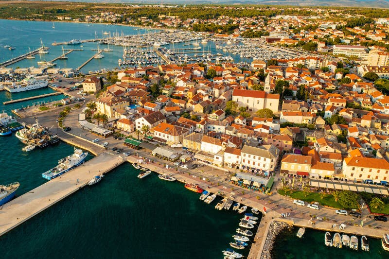 Aerial scene of Biograd town in Croatia