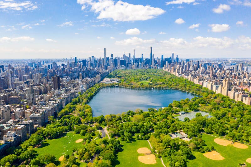 Aerial shot of the Central Park in Manhattan, New York City in the USA