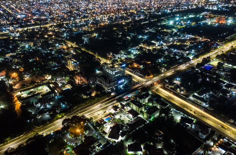 Aerial Shot Of The City Of Accra In Ghana At Night Editorial Photography Image Of City 