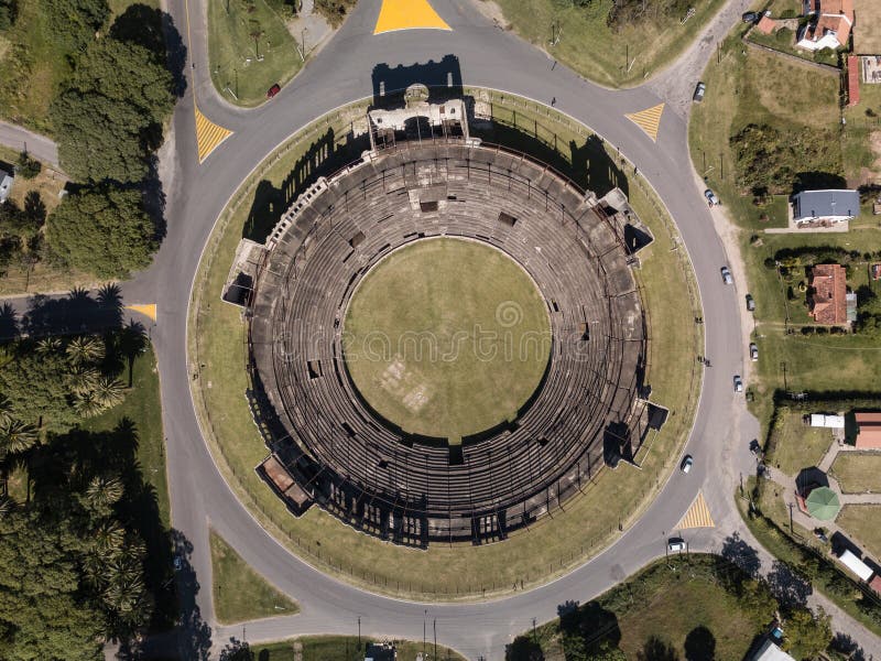 Aerial shot of a coliseum at daytime royalty free stock photography