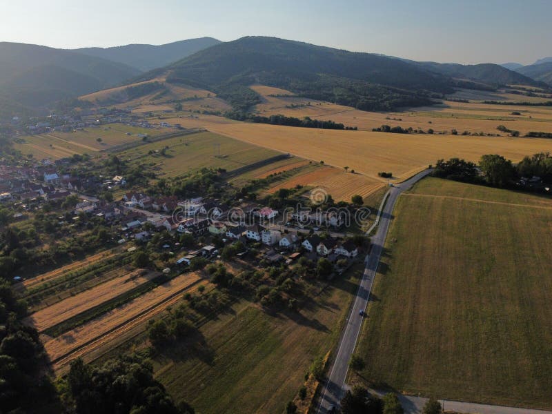 Aerial shot of the Rudnianska Lehota village in Slovakia