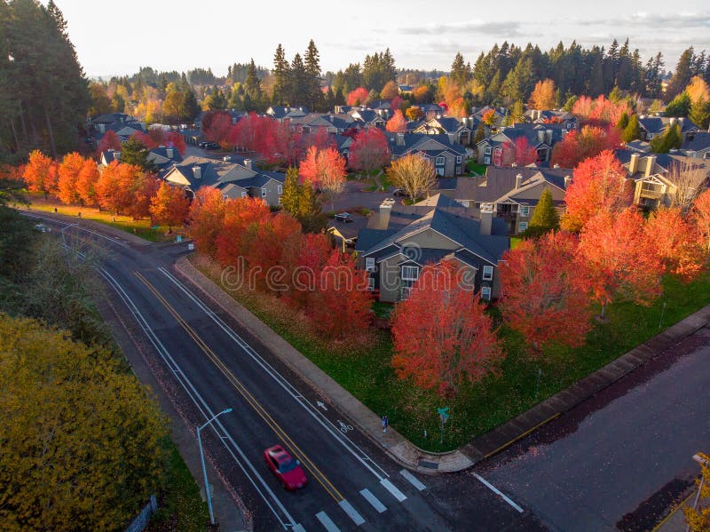 Aerial shot of a street intersection in Hillsboro, Oregon.