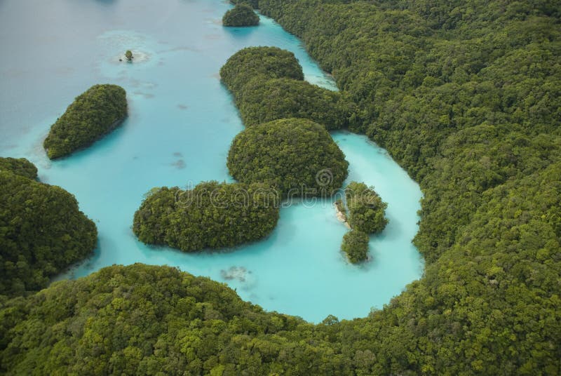 Aerial shot of Milky Way lagoon Palau