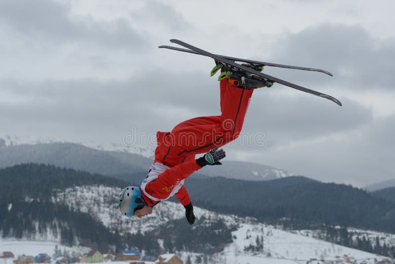 Aerial skiing editorial photo. Image of skiing, aerial 29499246