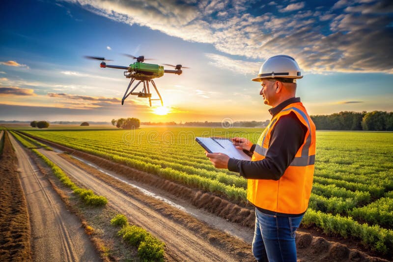 Drones Revolutionize Land Surveying Precise Aerial Measurements for Accurate Property Mapping and Development royalty free illustration