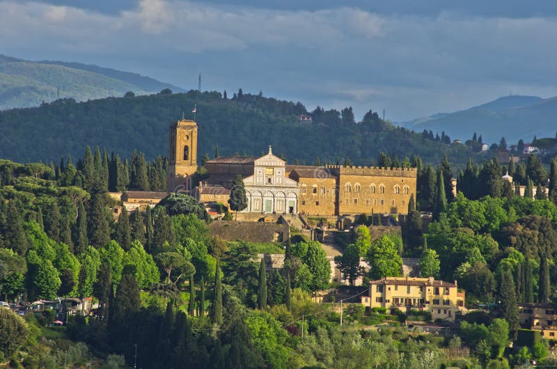 Aerial telephoto view of Florence from one of many towers, Tuscany