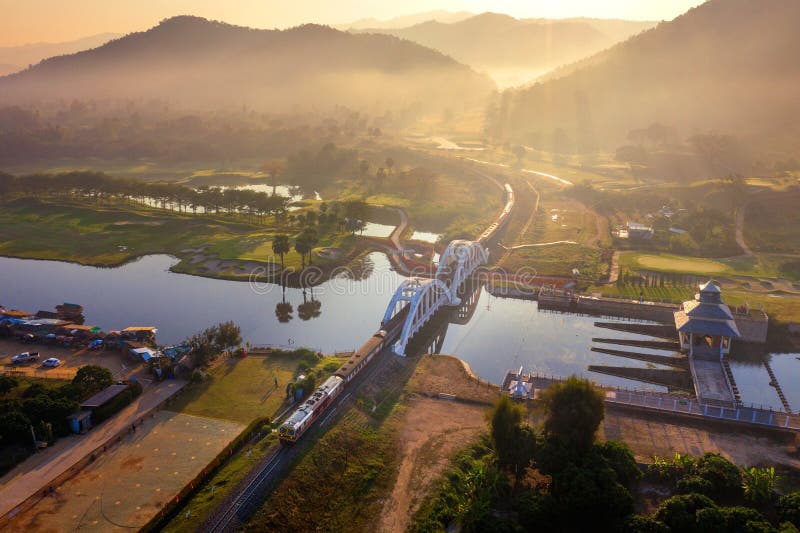 Aerial of Thachomphu Railway Bridge or White Bridge in Lamphun, Thailand. royalty free stock photos Aerial of Thachomphu Railway Bridge or White Bridge in Lamphun, Thailand. royalty free stock photos
