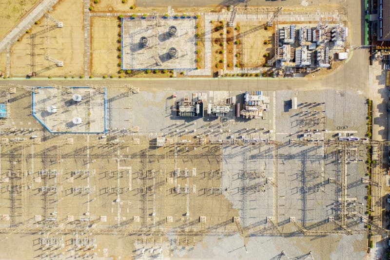 Aerial top down view of Power station