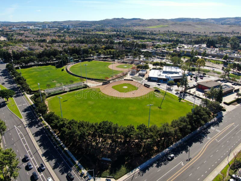 Aerial Top View of Community Park Baseball Sports Field. Stock Photo ...