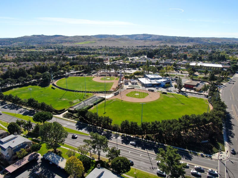 Aerial Top View of Community Park Baseball Sports Field. Stock Image ...