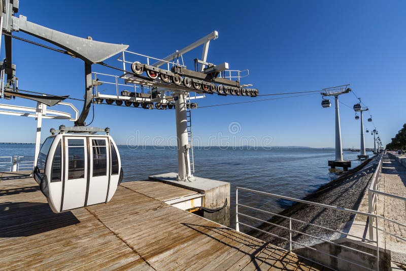 Aerial Tramway Park of Nations Lisbon royalty free stock image