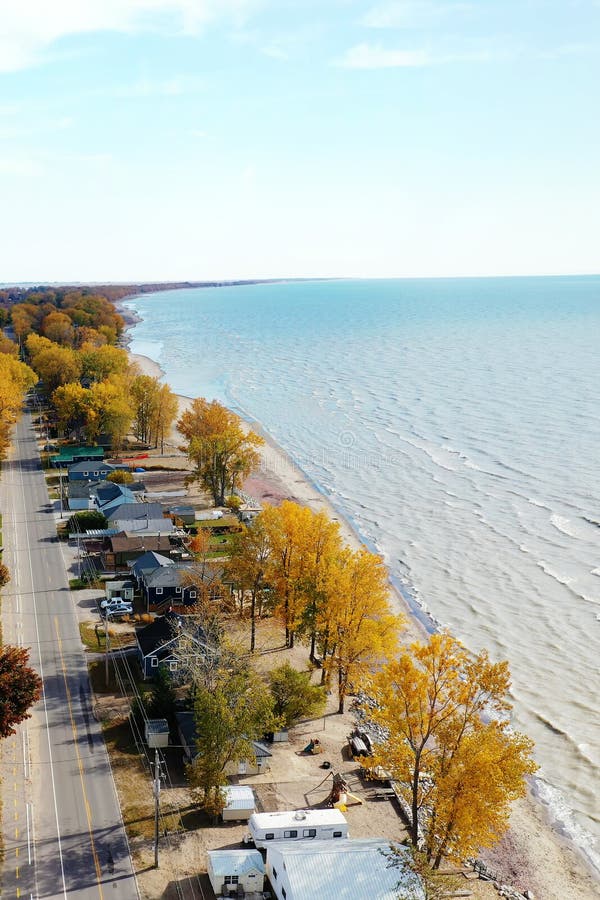 Aerial Vertical of Long Point, Ontario, Canada in Autumn Stock Image Image of long, canada