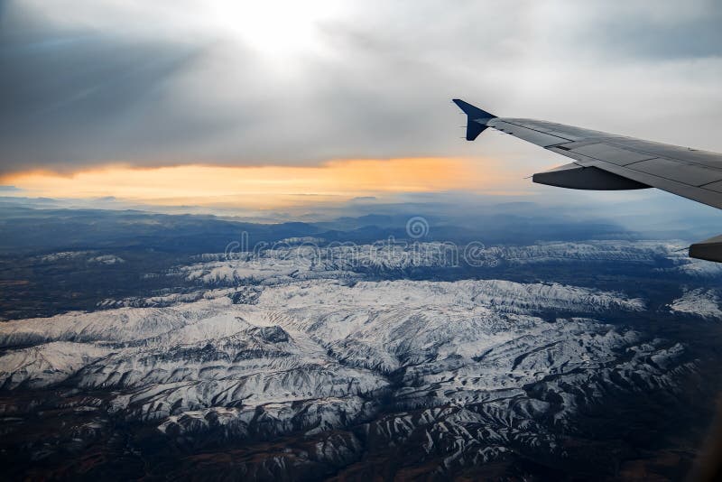 Aerial View From Air Plane Of Mountains Stock Image Image of aerial