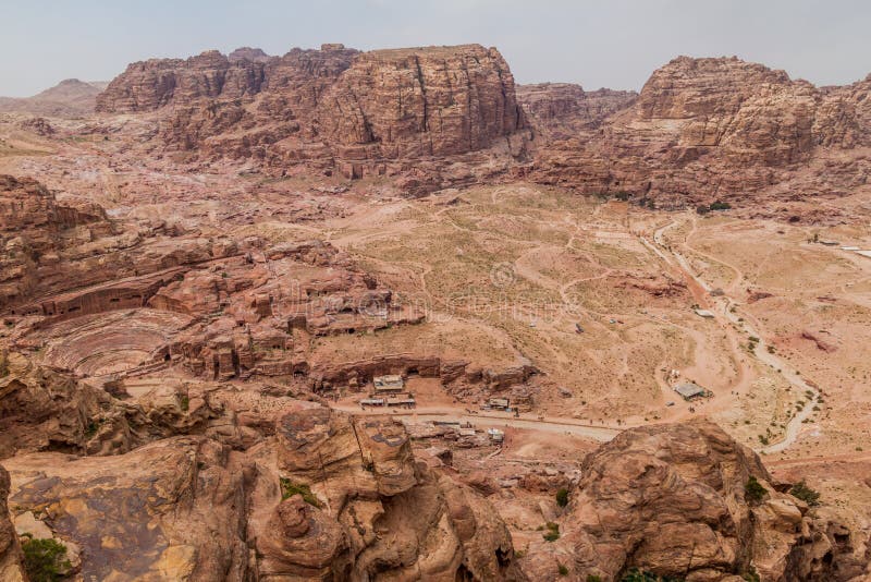 Aerial view of the ancient city Petra, Jord