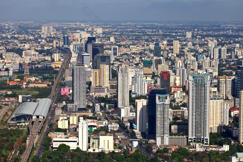 Aerial view at the Bangkok city stock images