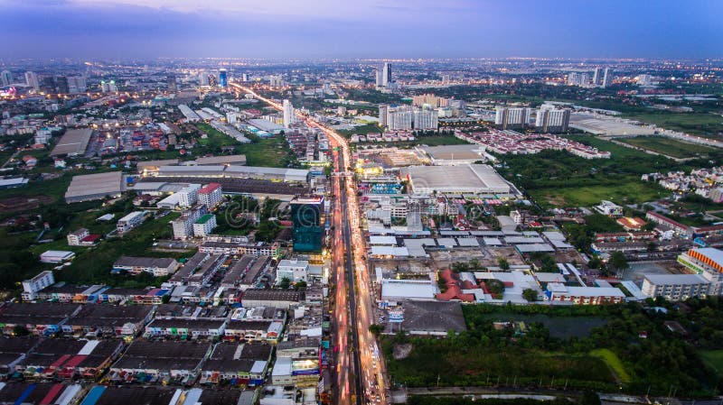 Aerial view of bangkok suburb royalty free stock photography