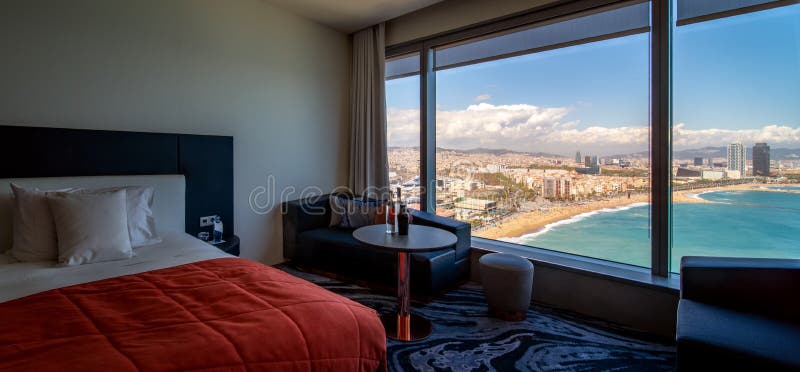 Aerial view of Barcelona from Mediterranean