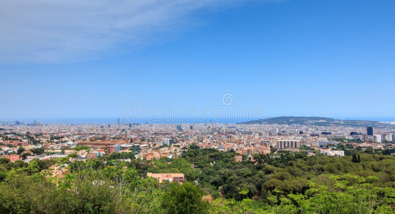 Aerial View of Barcelona from the Mountains Editorial Stock Photo ...