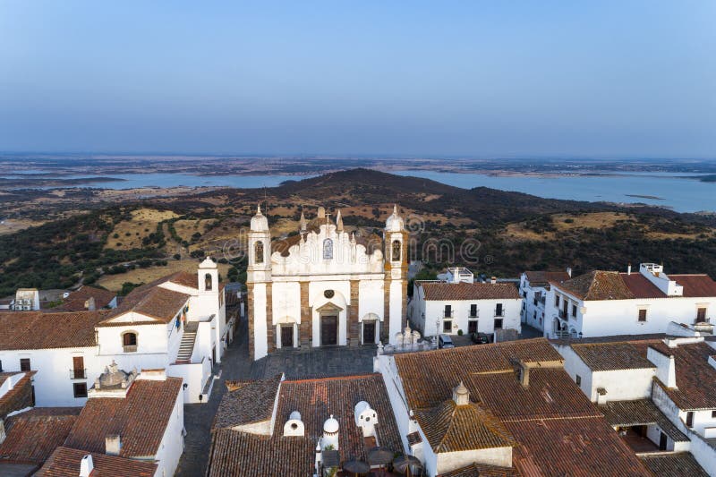 Aerial view of the beutiful historical village of Monsaraz, in Alentejo, Portugal