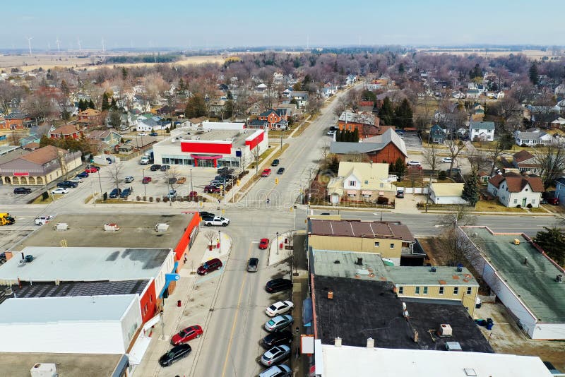 Aerial View of Blenheim, Ontario, Canada in Spring Stock Image Image