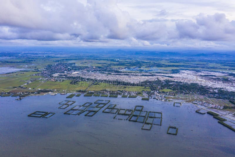 Aerial View Of Boats In Tam Giang Lagoon Near Hue City Vietnam Stock