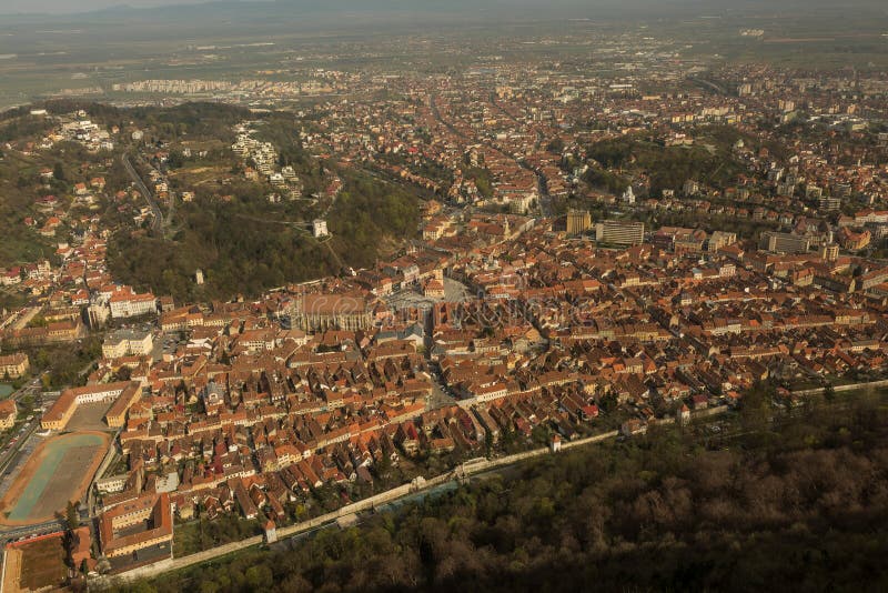 Aerial view of Brasov city, Romania royalty free stock photos Aerial view of Brasov city, Romania royalty free stock photos