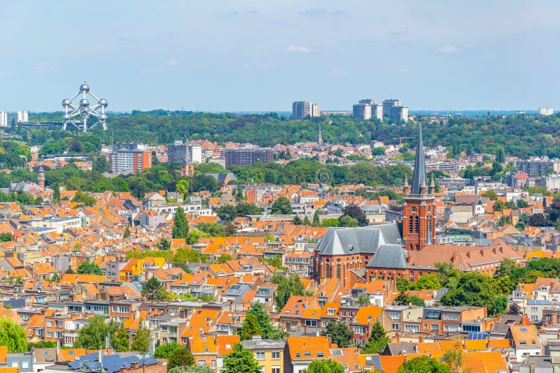 Aerial view of Brussels from Koekelberg basilica in Belgium stock image