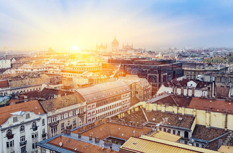 Aerial View On Budapest At Winter royalty free stock photos Aerial View On Budapest At Winter royalty free stock photos