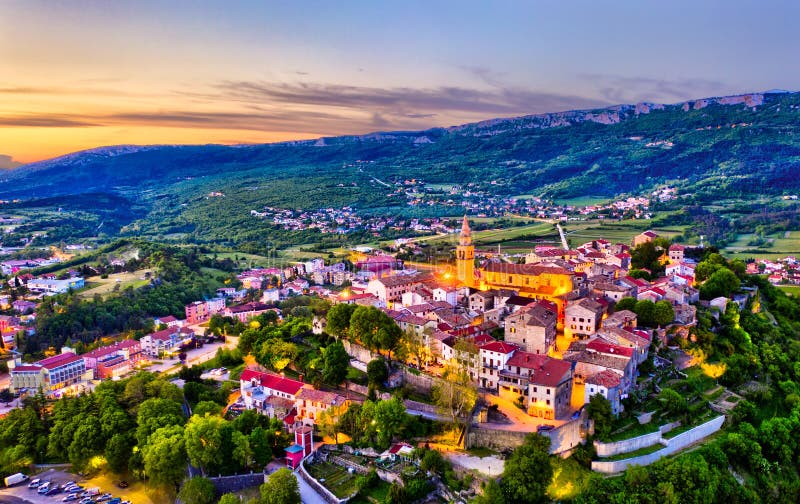 Aerial view of Buzet town in Istria, Croatia