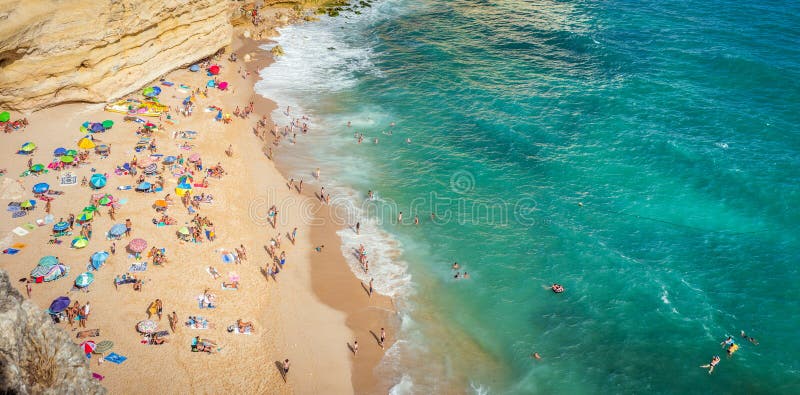 Aerial view of Carvoeiro beach in Portugal stock images Aerial view of Carvoeiro beach in Portugal stock images